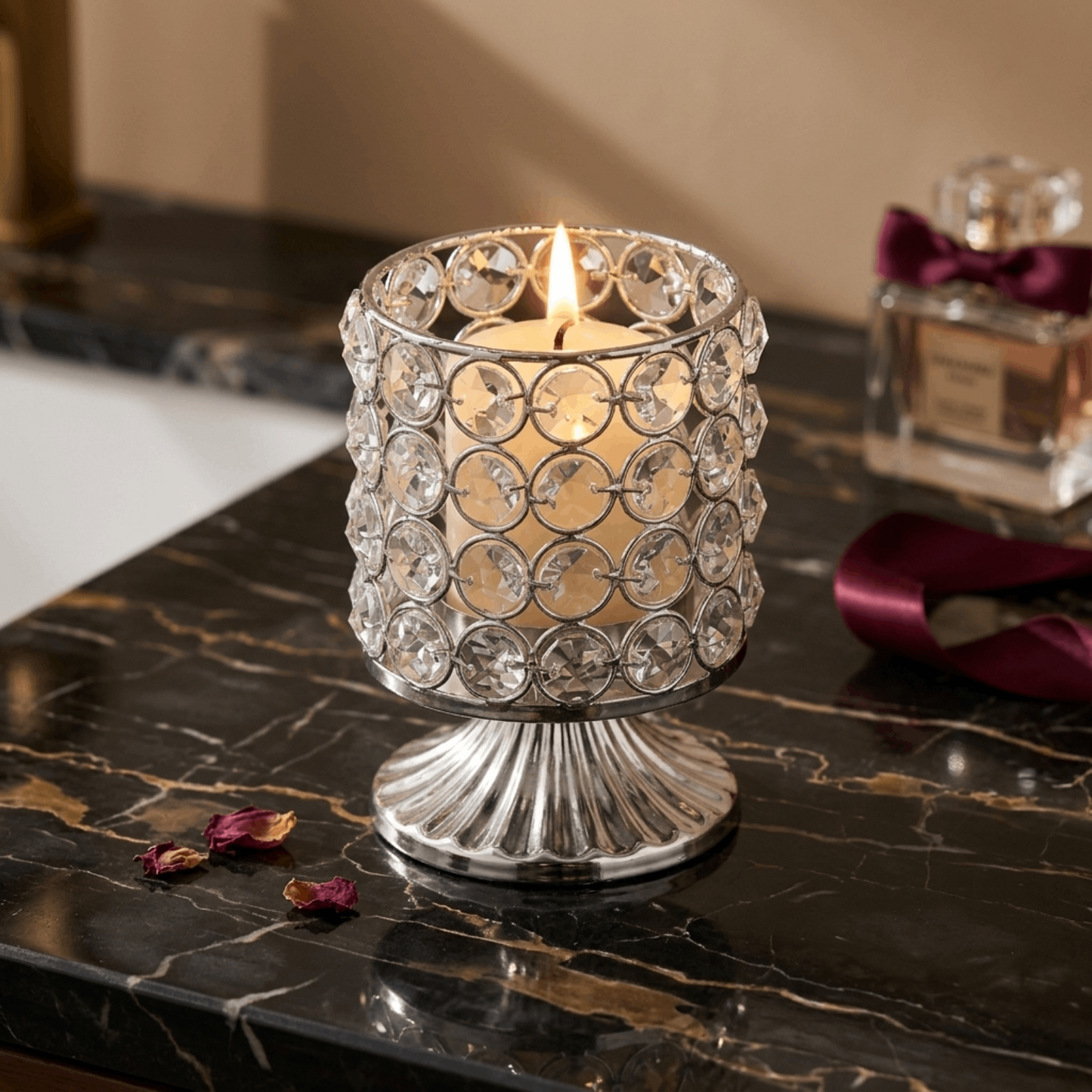 Modern European Silver Crystal Candlestick (Extra Small) Material