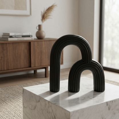 Modern Minimalist Black Ceramic Ornament