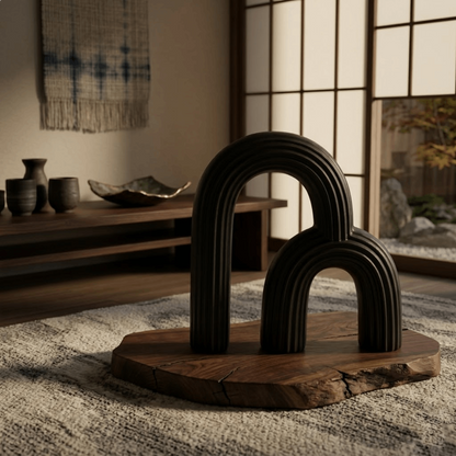 Modern Minimalist Black Ceramic Ornament