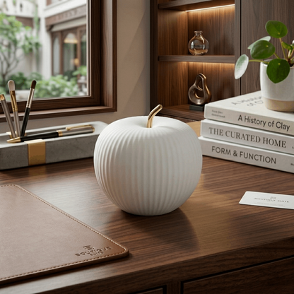Modern Minimalist White Ceramic Apple Ornament