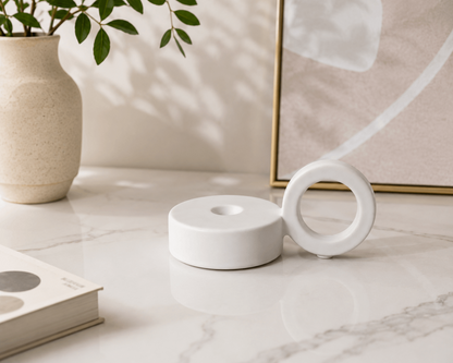 Modern Minimalist White Ceramic Candlestick Ornament