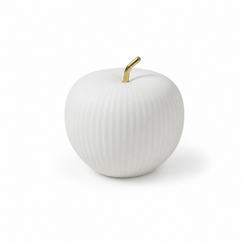 Modern Minimalist White Ceramic Apple Ornament
